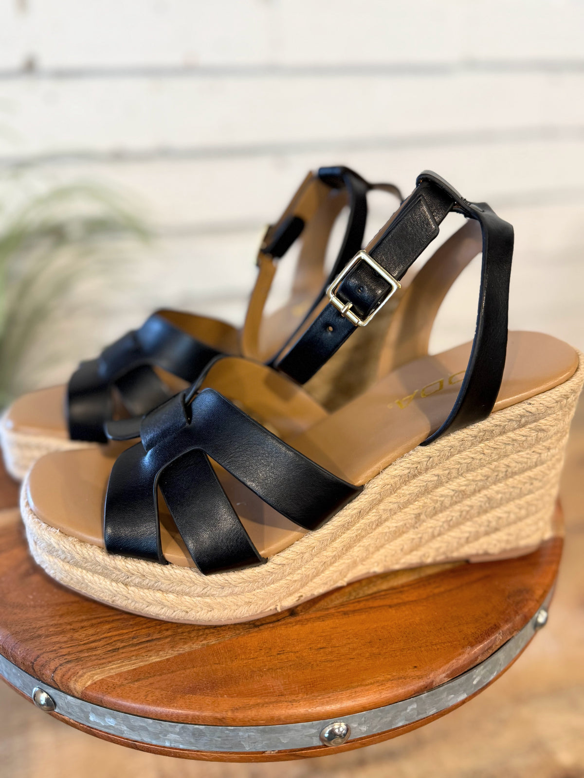 Woven Espadrille Wedge Sandal | Black