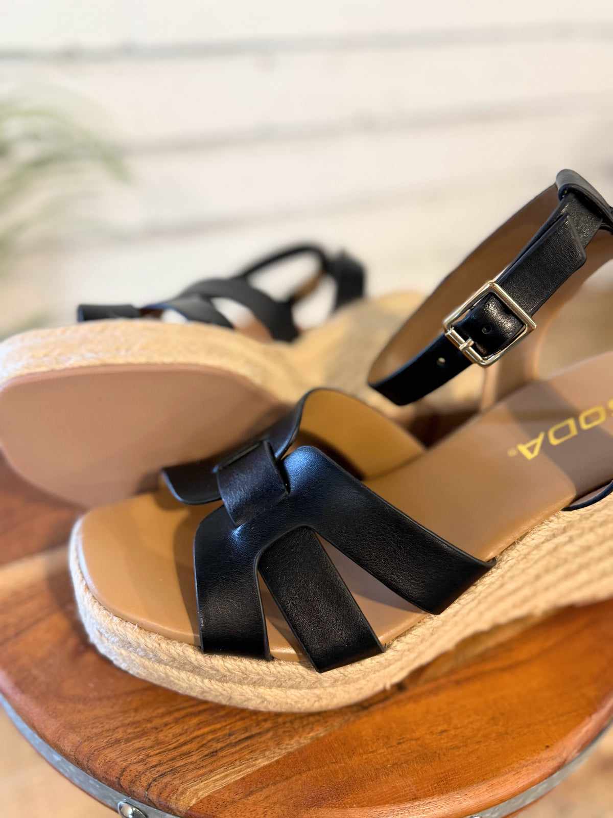 Woven Espadrille Wedge Sandal | Black