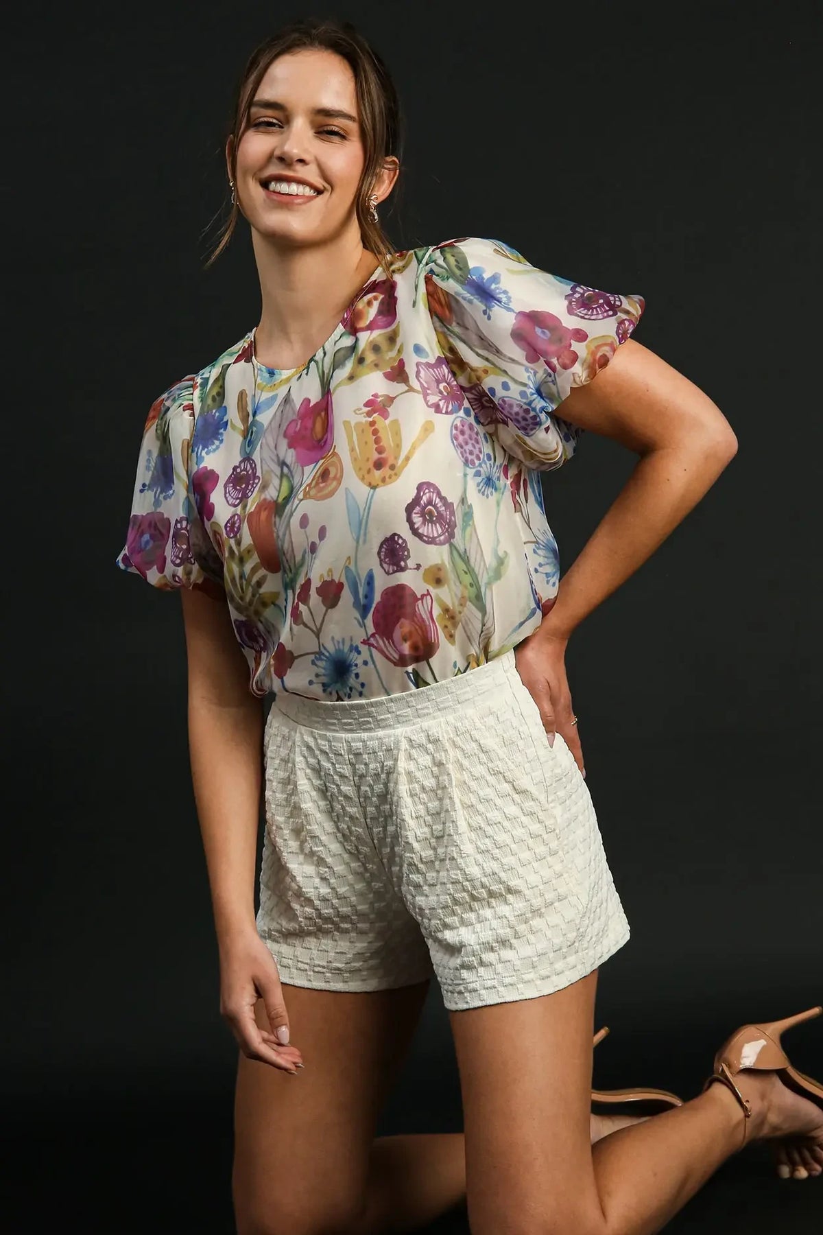 Jacquard Pleated Shorts | Cream