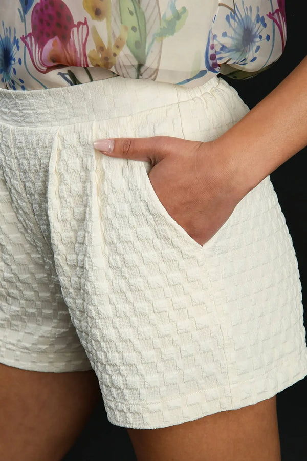 Jacquard Pleated Shorts | Cream