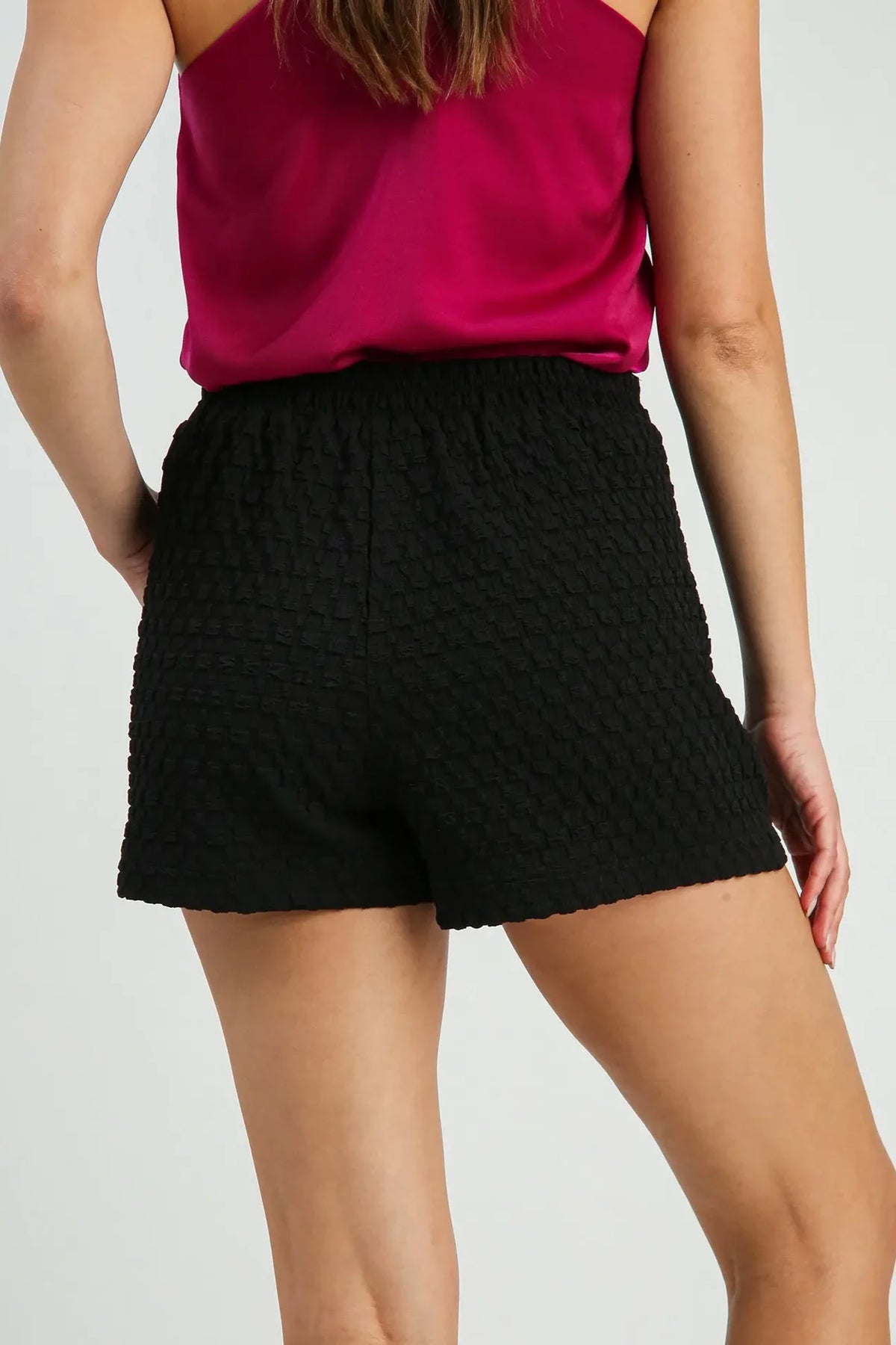 Jacquard Pleated Shorts | Black