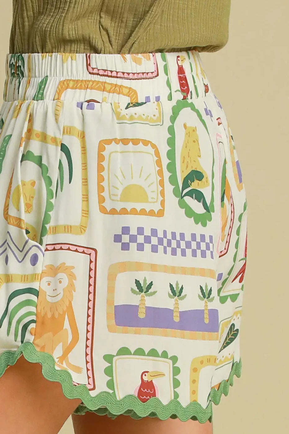 Tropical Ric Ram Shorts | Sage Mix