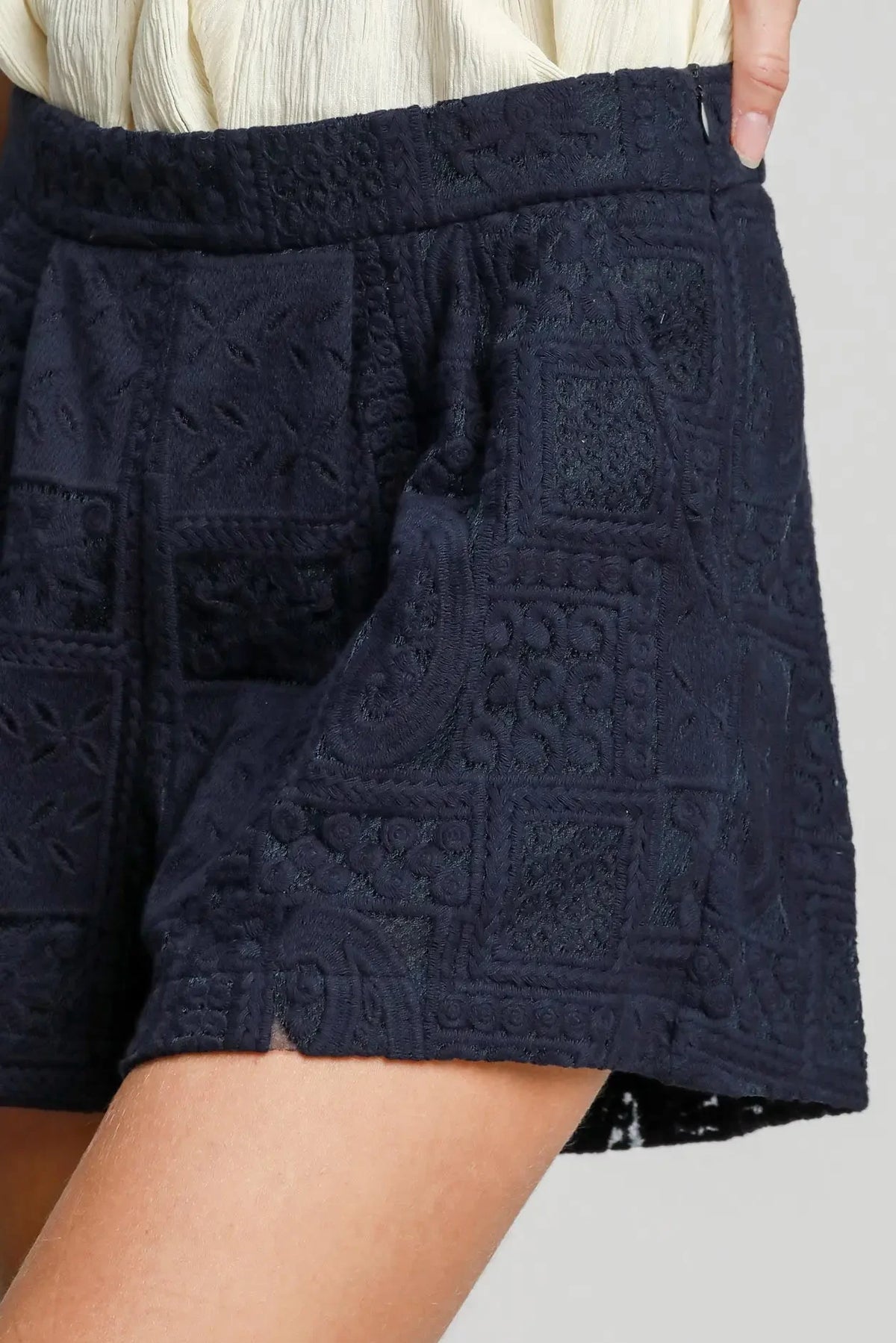 Patch Crochet Lace Shorts | Navy
