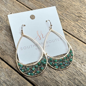 Bead Accent Teardrop Earrings | Turquoise