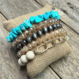 Elevated Turquoise+Gold | Beaded Bracelet Set