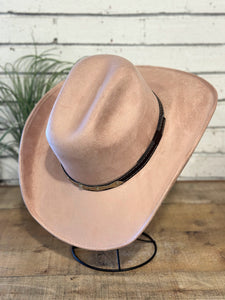 Vegan Suede Western Cowboy Hat | Blush