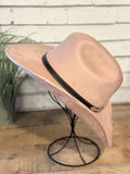 Vegan Suede Western Cowboy Hat | Blush