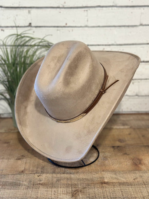 Vegan Suede Western Cowboy Hat | Taupe