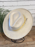 Vegan Suede Pencil Brim Rancher Hat w/ Band | Ivory