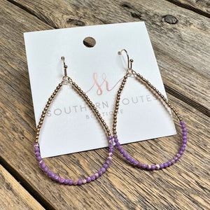 Beaded Teardrop Earrings | Purple Mix