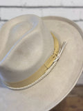 Vegan Suede Pencil Brim Rancher Hat w/ Band | Ivory