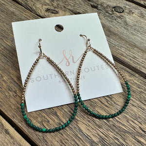 Beaded Teardrop Earrings | Dark Green