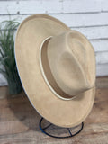 Vegan Suede Pencil Brim Rancher Hat w/ Band | Nude