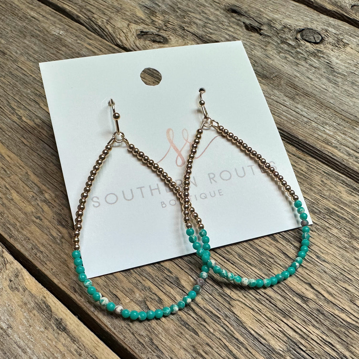 Beaded Teardrop Earrings | Teal Mix