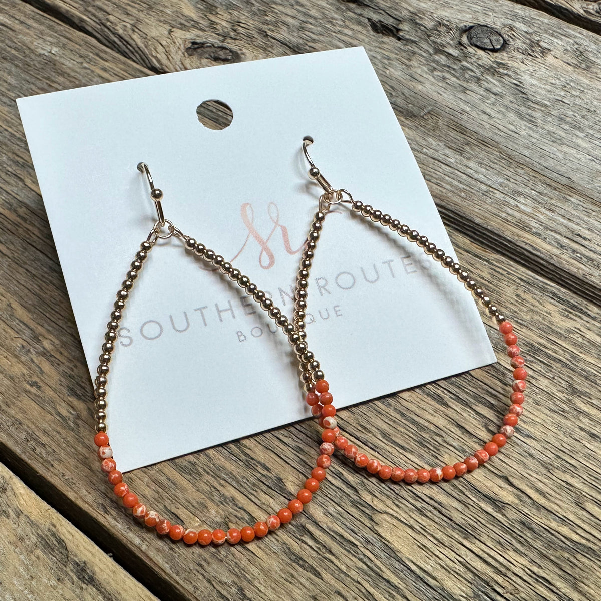 Beaded Teardrop Earrings | Coral Orange Mix