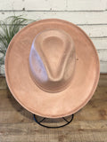 Vegan Suede Pencil Brim Rancher Hat | Blush