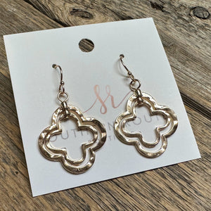Double Drop Quatrefoil Earrings | Gold