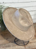 Vegan Suede Pencil Brim Rancher Hat | Taupe