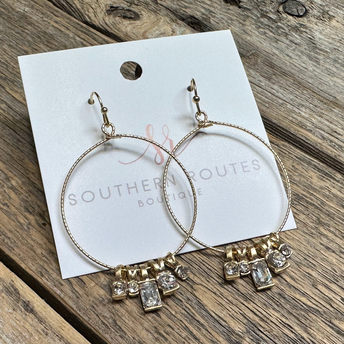 Rhinestone Drop Circular Earrings | Clear