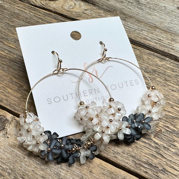 Floral Circular Earrings | Dark Grey