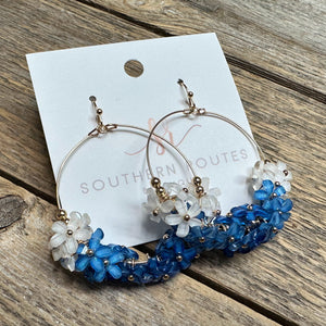 Floral Circular Earrings | Blue