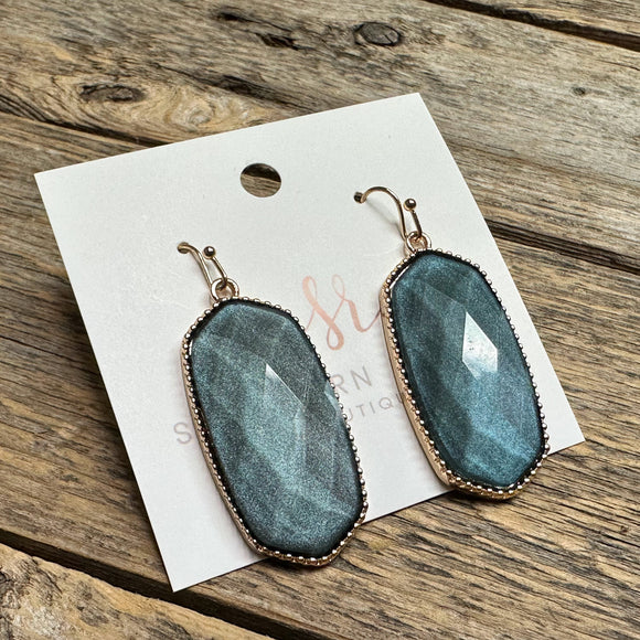 Shimmer Beveled Earrings | Dusty Teal