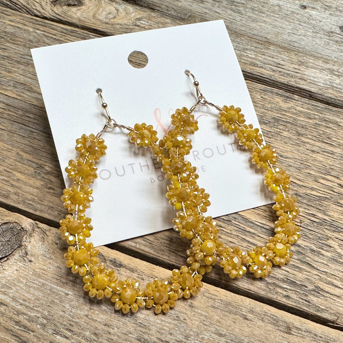 Floral Teardrop Earrings | Mustard