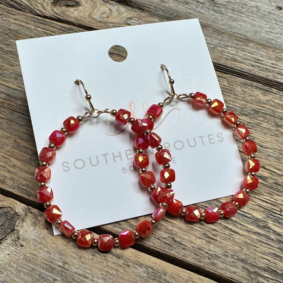 Beaded Circular Earrings | Berry