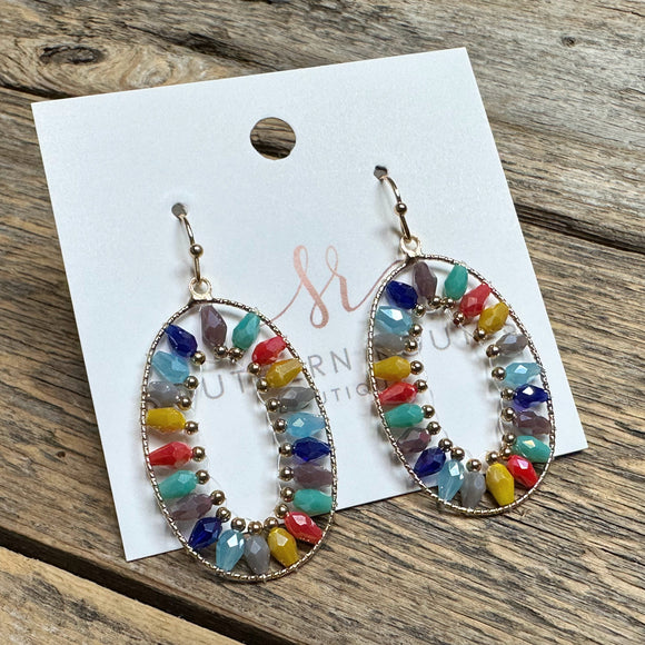 Beaded Oval Earrings | Multi