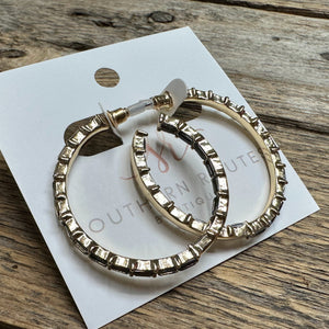 Rhinestone Studded Hoop Earrings | Black Diamond