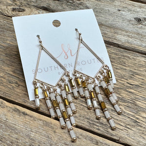 Beaded Tassle Earrings | White