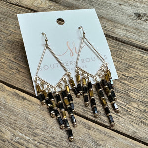 Beaded Tassle Earrings | Black