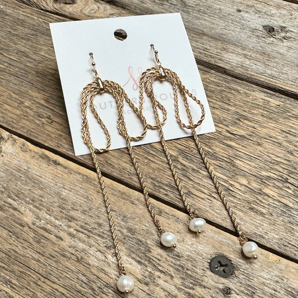 Long Rope Bow Earrings | Gold