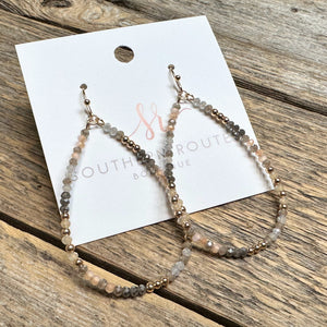 Beaded Teardrop Earrings | Grey Mix