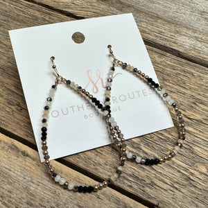 Beaded Teardrop Earrings | Black Mix