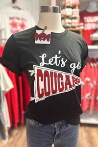 Let's Go Cougars Pennant Tee | Heather Black