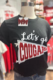 Let's Go Cougars Pennant Tee | Heather Black