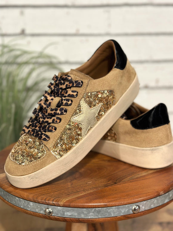 Corky's Another Round Sneakers | Gold Sequins