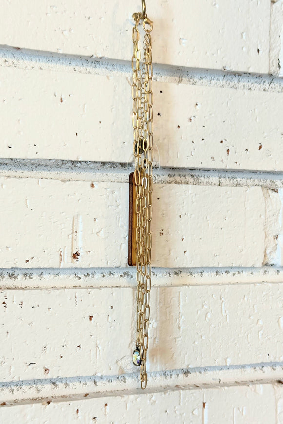 AB+Gold | Layered Chain Necklace | Pink Panache