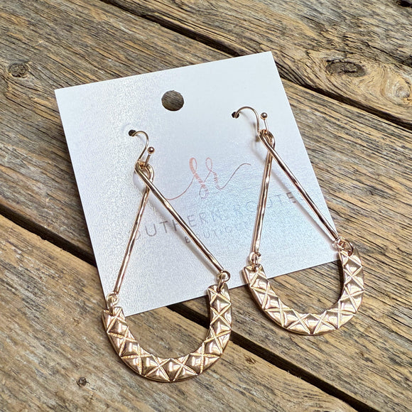 Twist Drop Quilted Earrings | Gold