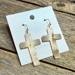 Textured Cross Earrings | Gold