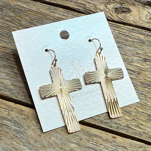 Textured Cross Earrings | Gold