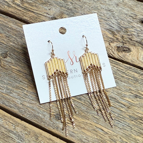 Arrow Chain Dangle Earrings | Gold