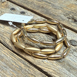 Stretchy Beaded Bracelet Set | Satin/Shiny Gold