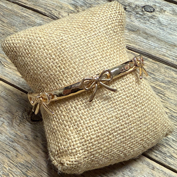 Stretchy Bangle Bracelet | Gold Bows