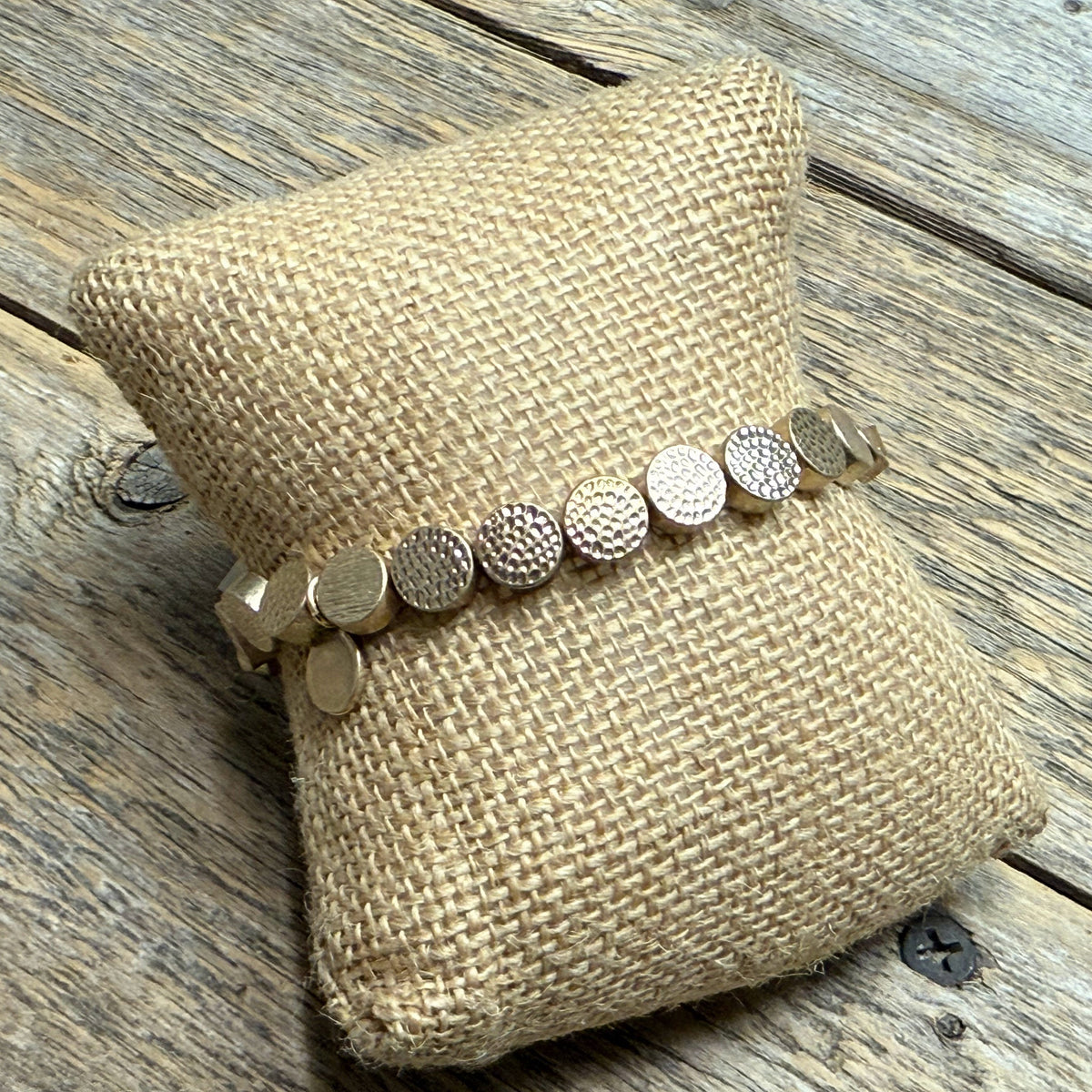 Stretchy Beaded Bracelet | Textured Gold