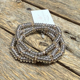 Stretchy Beaded Bracelet Set | Silver/Crystal Accent