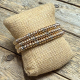 Stretchy Beaded Bracelet Set | Gold/Crystal Accent
