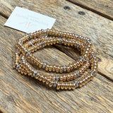 Stretchy Beaded Bracelet Set | Gold/Crystal Accent