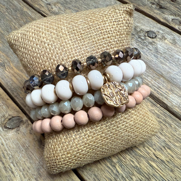 Stretchy Beaded Bracelet Set | Blush Mix